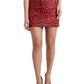 High Waist Red Leopard Mini Skirt