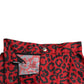 High Waist Red Leopard Mini Skirt