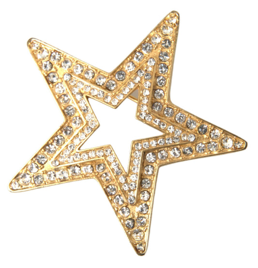 Gold Tone Brass Star Crystal Embellished Accessory Pin