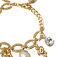 Elegant Gold Charm Bracelet with Crystals