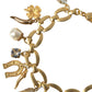 Elegant Gold Charm Bracelet with Crystals