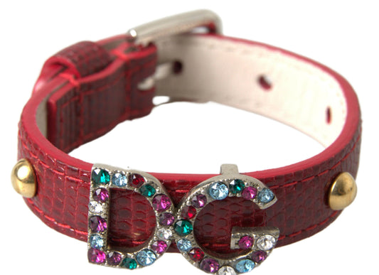 Red Iguana Leather DG Logo Crystals Bracelet