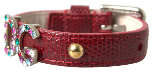 Red Iguana Leather DG Logo Crystals Bracelet