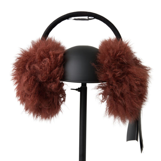 Red Alpaca Fur Head Band Diadem Ear Muffs