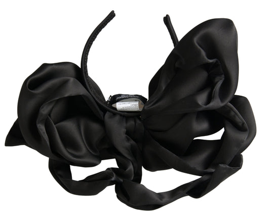Elegant Silk Black Bow Diadem Headpiece