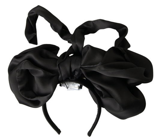 Elegant Silk Black Bow Diadem Headpiece