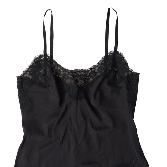Black Lace Silk Sleepwear Camisole Underwear