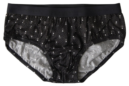 Black Dotted Cotton Brandon Briefs Underwear