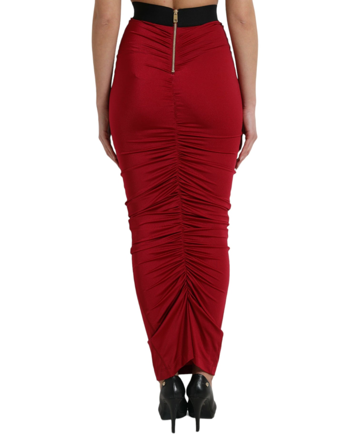 Elegant Red High-Waist Maxi Skirt