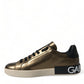 Bronze Leather Portofino Logo Men Sneakers Shoes