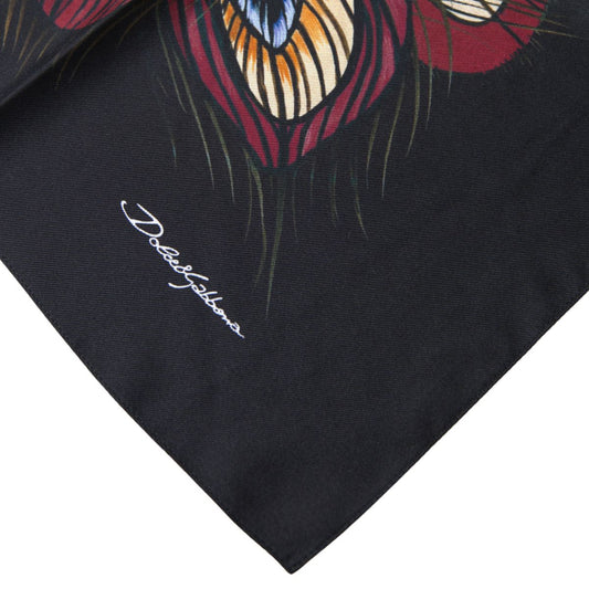 Black Peacock Feather Square Handkerchief Scarf