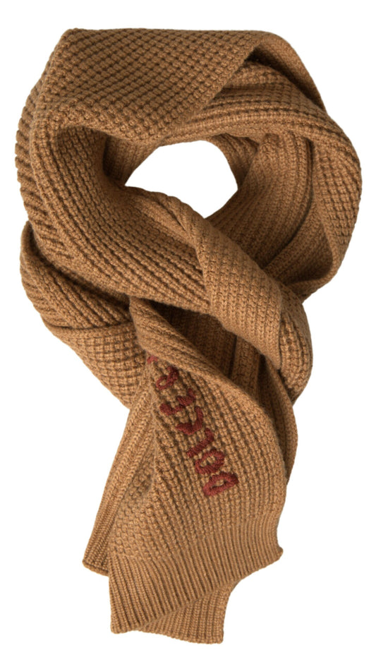 Brown Cashmere Knit Neck Wrap Shawl Scarf