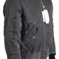 Elegant Gray Bomber Jacket Full Zip Closure