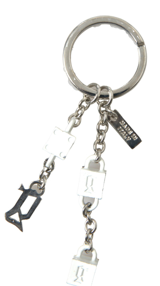 Silver Brass Logo Charm Keychain