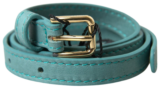 Blue Horseskin Leather Metal Buckle Belt