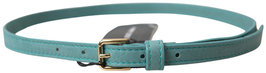Blue Horseskin Leather Metal Buckle Belt