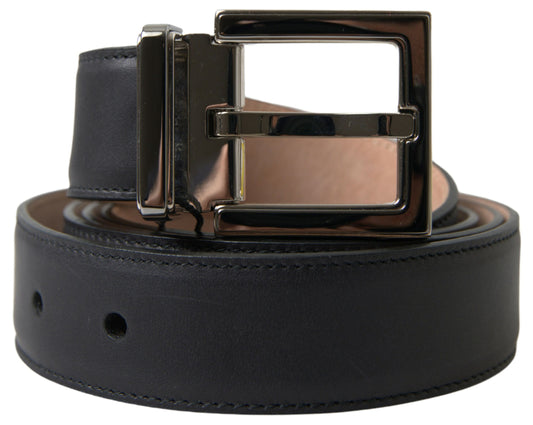 Black Leather Metal Buckle Cintura Belt