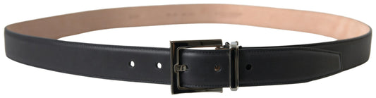 Black Leather Metal Buckle Cintura Belt