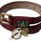 Elegant Bordeaux Leather Belt with Metallic Buckle