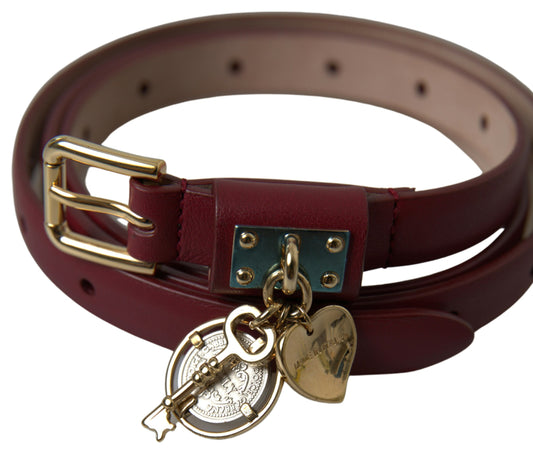 Bordeaux Leather Embellished Buckle Belt