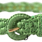 Elegant Green Viscose Belt with Metal Buckle
