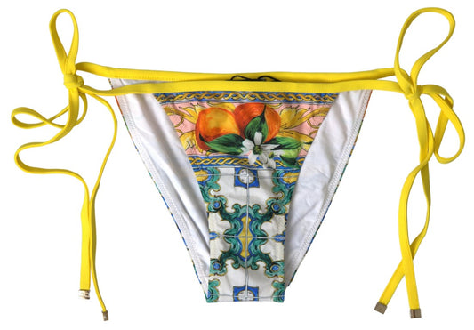 Multicolor Majolica Print Bottom Beachwear Bikini