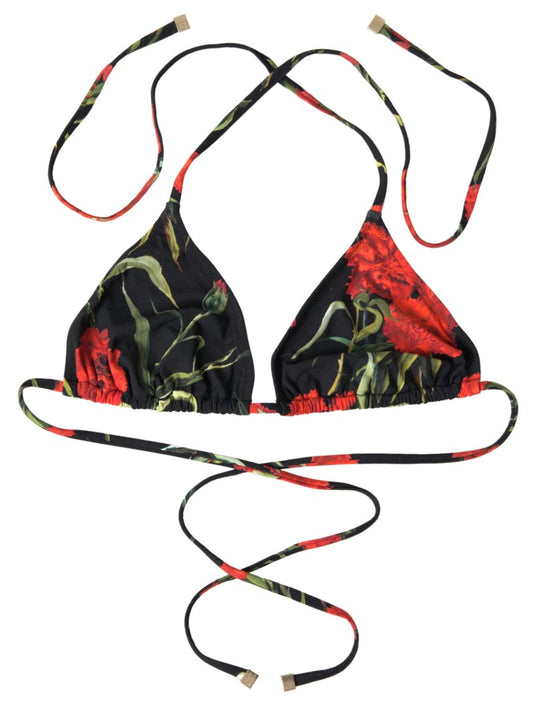 Black Floral Halter Swimwear 2 Piece Bikini