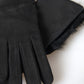 Elegant Leather Elbow Length Gloves with Fur Trim