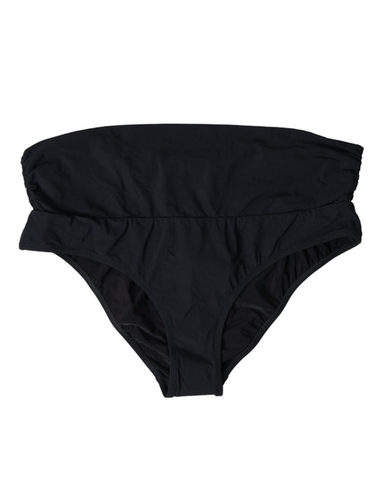 Black Nylon Stretch Swimwear Slip Bottom Bikini