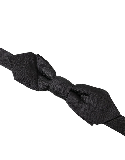 Black Fantasy Silk Adjustable Neck Men Papillon Bow Tie