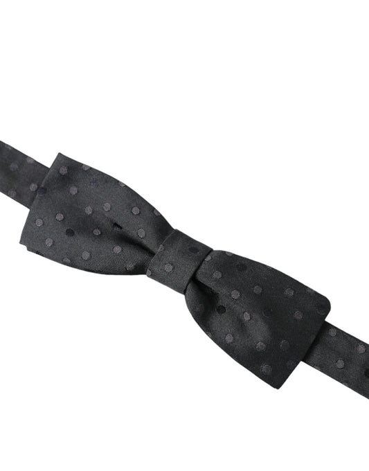 Gray Polka Dot Silk Adjustable Neck Men Papillon Bow Tie