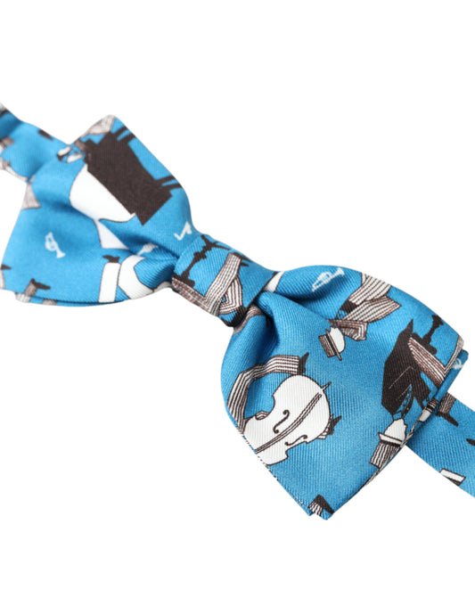 Blue Jazz Club Silk Adjustable Neck Papillon Bow Tie