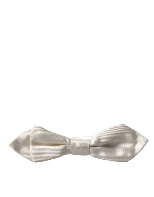 White Silk Slim Adjustable Neck Papillon Bow Tie