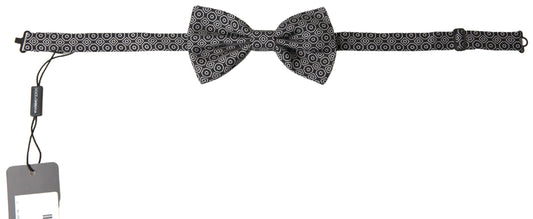 Elegant Black and White Silk Bow Tie