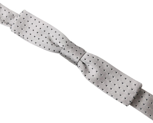 Elegant Grey Silk Bow Tie
