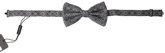 Elegant Black & White Silk Bow Tie