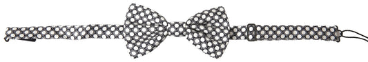 Elegant Silk Black and White Circle Bow Tie