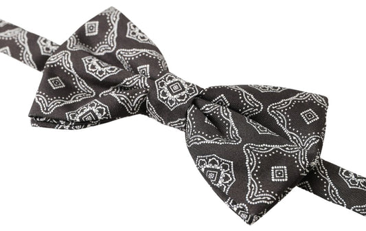 Elegant Silk Tied Bow Tie in Black & White
