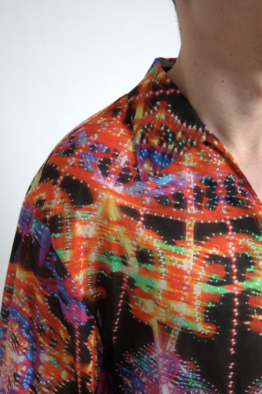Multicolor Luminarie Print Cotton Polo Shirt