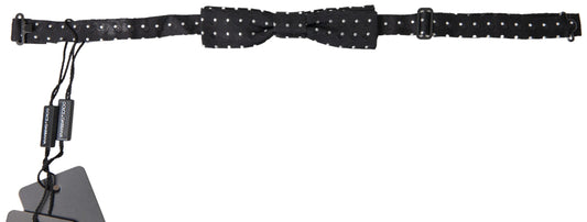 Elegant Silk Black Bow Tie with Signature Clasp