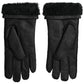 Elegant Black Leather Winter Gloves