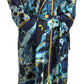 Marble Blue Silk Long Robe Luxury Sleepwear