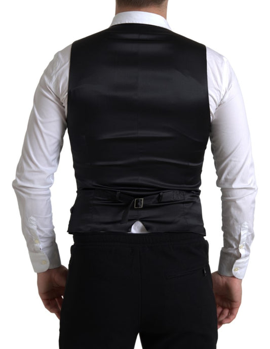 Black Polyester Waistcoat Formal Men Vest
