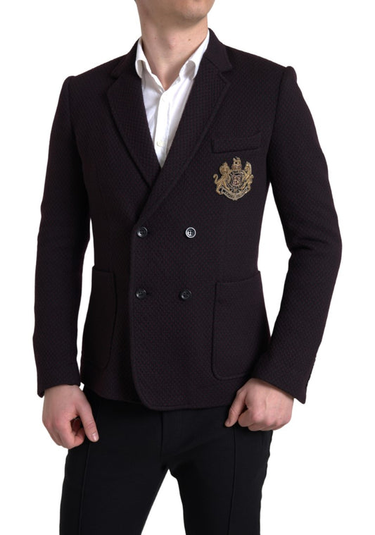 Purple Logo Embroidery Double Breasted Blazer