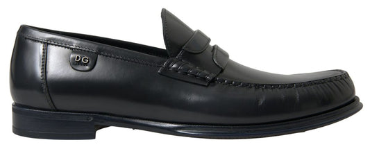 Elegant Black Leather Mens Loafers