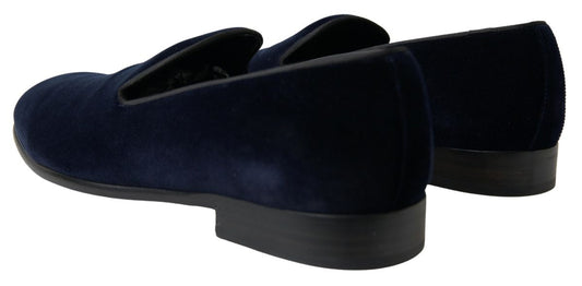 Blue Velvet Loafers Formal Shoes