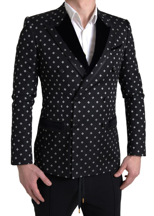 Black Slim Fit Double Breasted Blazer