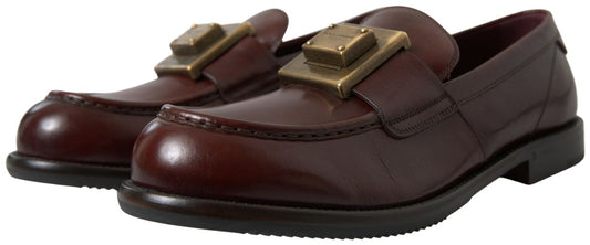 Bordeaux Leather Loafers Formal Shoes