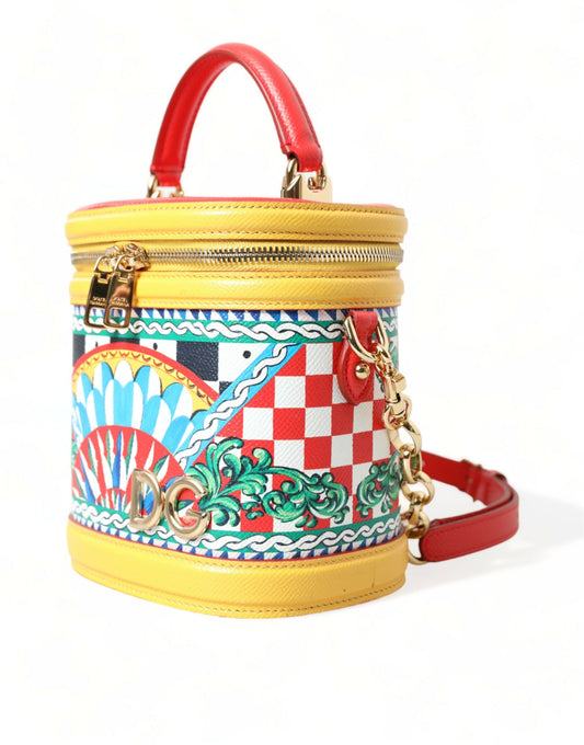 Multicolor Leather Sicilian Carretto DG Girls Bucket Bag