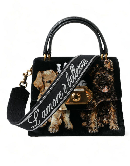 Black WELCOME I Love My Dog Top Handle Women Bag